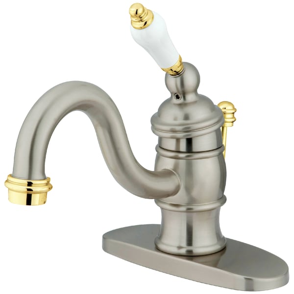 Kingston Brass 4" Centerset Bathroom Faucet, Brushed Nickel/Polished Brass KB3409PL - main